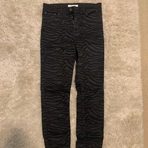 Zara zebra print jeans with frayed bottom